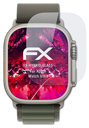 atFoliX Glasfolie kompatibel mit Apple Watch Ultra Panzerfolie, 9H Hybrid-Glass FX Schutzpanzer Folie von atFoliX