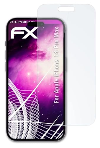 atFoliX Glasfolie kompatibel mit Apple iPhone 14 Pro Max Panzerfolie, 9H Hybrid-Glass FX Schutzpanzer Folie von atFoliX