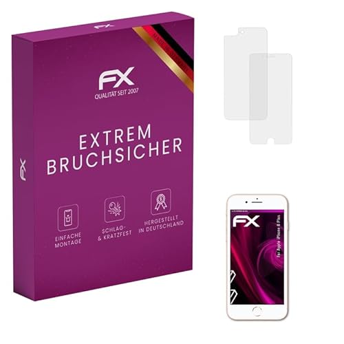 atFoliX Glasfolie kompatibel mit Apple iPhone 8 Plus Panzerfolie, 9H Hybrid-Glass FX Schutzpanzer Folie (1er Set) von atFoliX
