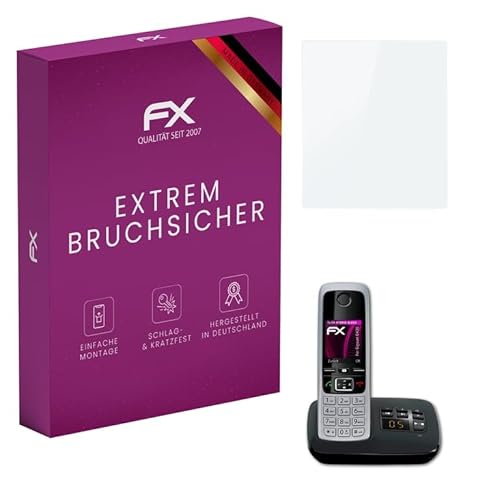 atFoliX Glasfolie kompatibel mit Gigaset C430 Panzerfolie, 9H Hybrid-Glass FX Schutzpanzer Folie von atFoliX