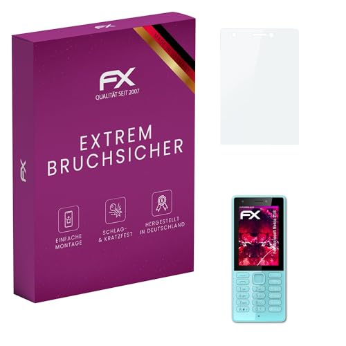 atFoliX Glasfolie kompatibel mit Microsoft Nokia 216 Panzerfolie, 9H Hybrid-Glass FX Schutzpanzer Folie von atFoliX