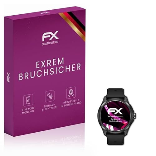 atFoliX Glasfolie kompatibel mit Mobvoi TicWatch Pro 5 Panzerfolie, 9H Hybrid-Glass FX Schutzpanzer Folie von atFoliX