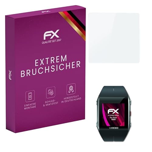 atFoliX Glasfolie kompatibel mit Polar V800 Panzerfolie, 9H Hybrid-Glass FX Schutzpanzer Folie von atFoliX