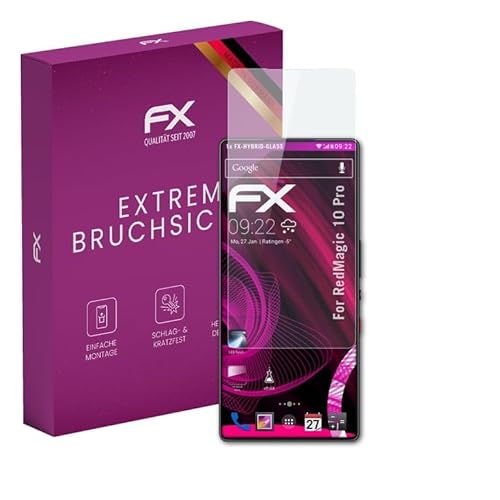 atFoliX Glasfolie kompatibel mit RedMagic 10 Pro Panzerfolie, 9H Hybrid-Glass FX Schutzpanzer Folie von atFoliX