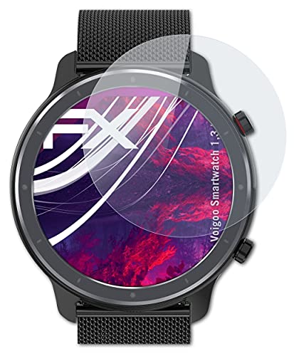 atFoliX Glasfolie kompatibel mit Voigoo Smartwatch 1,3 Inch Panzerfolie, 9H Hybrid-Glass FX Schutzpanzer Folie von atFoliX