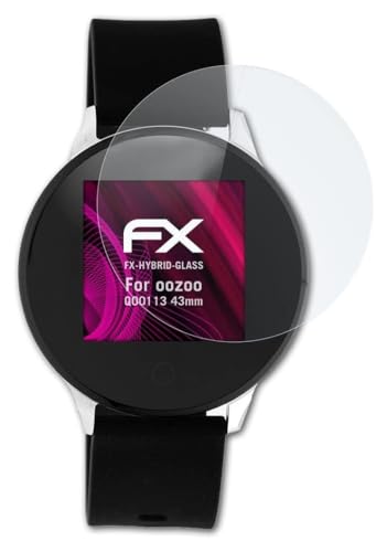 atFoliX Glasfolie kompatibel mit oozoo Q00113 43mm Panzerfolie, 9H Hybrid-Glass FX Schutzpanzer Folie von atFoliX