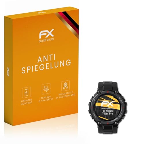 atFoliX Panzerfolie kompatibel mit Amazfit T-Rex Pro Schutzfolie, entspiegelnde und stoßdämpfende FX Folie (3X) von atFoliX