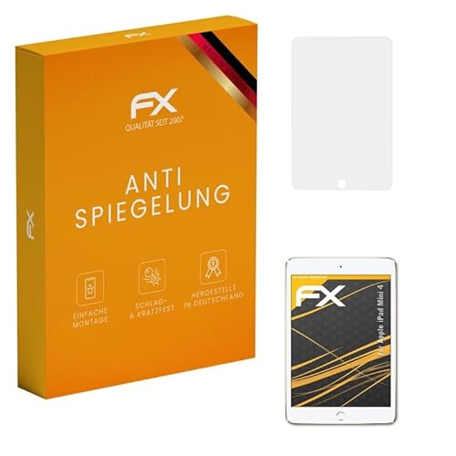 atFoliX Panzerfolie kompatibel mit Apple iPad Mini 4 Schutzfolie, entspiegelnde und stoßdämpfende FX Folie (2X) von atFoliX