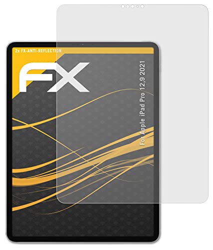 atFoliX Panzerfolie kompatibel mit Apple iPad Pro 12,9 2021 Schutzfolie, entspiegelnde und stoßdämpfende FX Folie (2X) von atFoliX