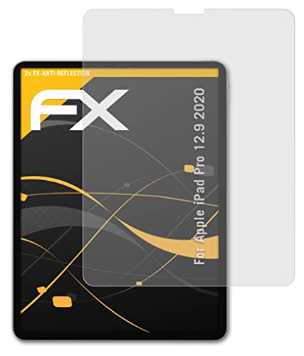 atFoliX Panzerfolie kompatibel mit Apple iPad Pro 12.9 2020 Schutzfolie, entspiegelnde und stoßdämpfende FX Folie (2X) von atFoliX