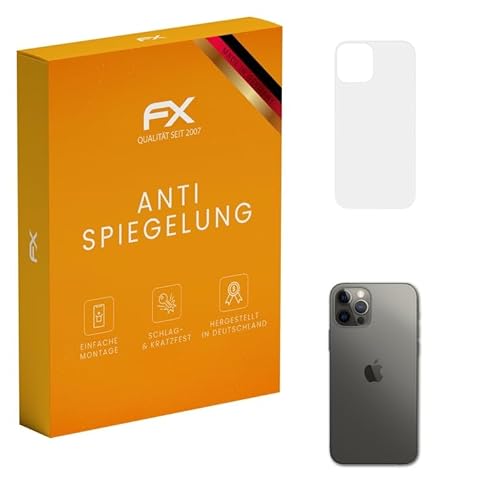 atFoliX Panzerfolie kompatibel mit Apple iPhone 12 Pro Backcover Schutzfolie, entspiegelnde und stoßdämpfende FX Folie (3X) von atFoliX