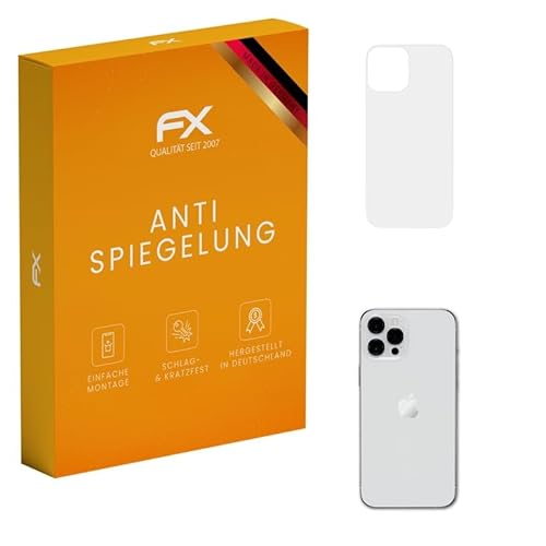 atFoliX Panzerfolie kompatibel mit Apple iPhone 12 Pro Max Backcover Schutzfolie, entspiegelnde und stoßdämpfende FX Folie (3X) von atFoliX