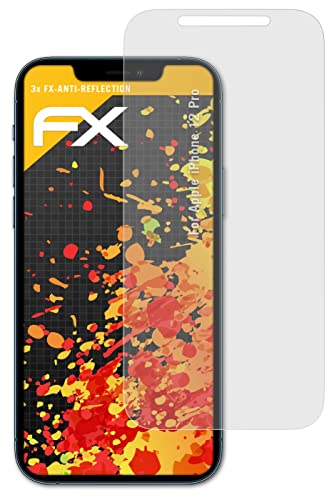 atFoliX Panzerfolie kompatibel mit Apple iPhone 12 Pro Schutzfolie, entspiegelnde und stoßdämpfende FX Folie (3X) von atFoliX