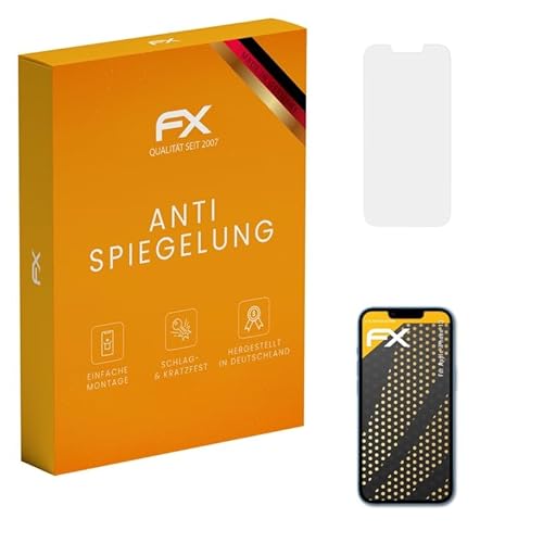 atFoliX Panzerfolie kompatibel mit Apple iPhone 13 Schutzfolie, entspiegelnde und stoßdämpfende FX Folie (3X) von atFoliX