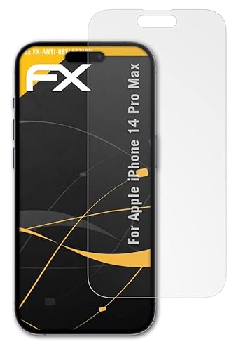 atFoliX Panzerfolie kompatibel mit Apple iPhone 14 Pro Max Schutzfolie, entspiegelnde und stoßdämpfende FX Folie (3X) von atFoliX