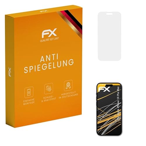 atFoliX Panzerfolie kompatibel mit Apple iPhone 14 Pro Max Schutzfolie, entspiegelnde und stoßdämpfende FX Folie (3X) von atFoliX