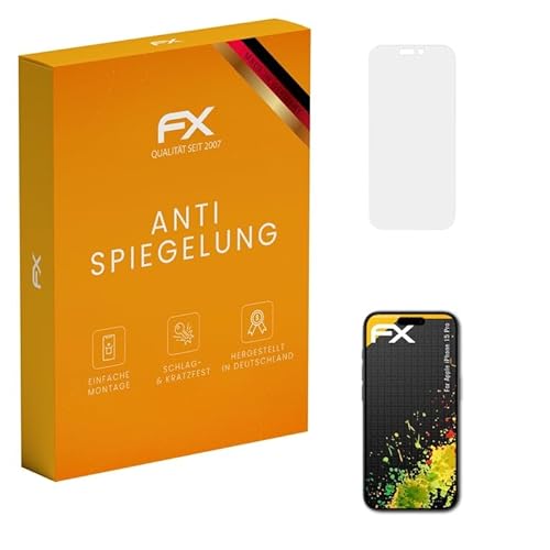 atFoliX Panzerfolie kompatibel mit Apple iPhone 15 Pro Schutzfolie, entspiegelnde und stoßdämpfende FX Folie (3X) von atFoliX