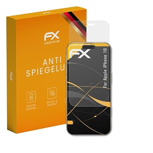 atFoliX Panzerfolie kompatibel mit Apple iPhone 16 Schutzfolie, entspiegelnde und stoßdämpfende FX Folie (3X) von atFoliX