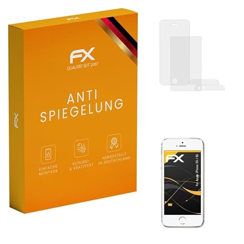atFoliX Panzerfolie kompatibel mit Apple iPhone 5S / SE Schutzfolie, entspiegelnde und stoßdämpfende FX Folie (3er Set) von atFoliX