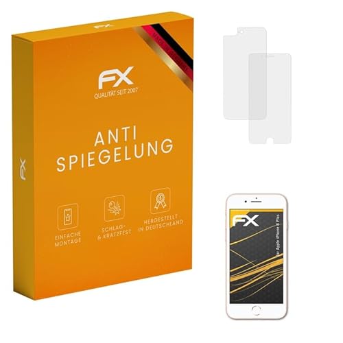atFoliX Panzerfolie kompatibel mit Apple iPhone 8 Plus Schutzfolie, entspiegelnde und stoßdämpfende FX Folie (3er Set) von atFoliX