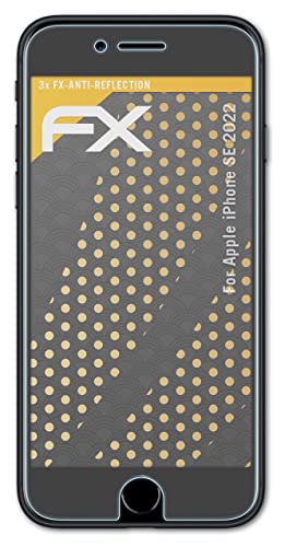 atFoliX Panzerfolie kompatibel mit Apple iPhone SE 2022 Schutzfolie, entspiegelnde und stoßdämpfende FX Folie (3X) von atFoliX