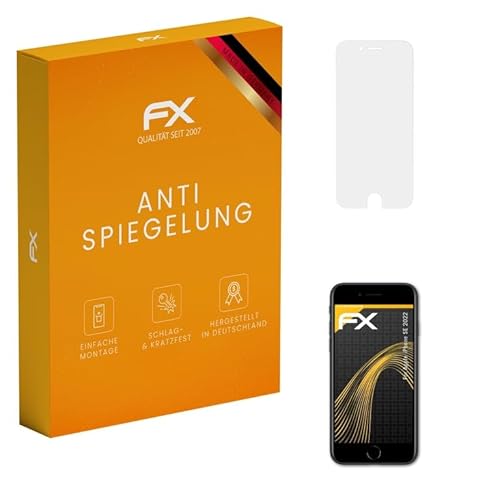 atFoliX Panzerfolie kompatibel mit Apple iPhone SE 2022 Schutzfolie, entspiegelnde und stoßdämpfende FX Folie (3X) von atFoliX