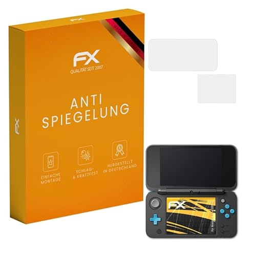 atFoliX Panzerfolie kompatibel mit Nintendo New 2DS XL Schutzfolie, entspiegelnde und stoßdämpfende FX Folie (3er Set) von atFoliX