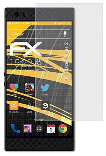atFoliX Panzerfolie kompatibel mit Razer Phone 2 Schutzfolie, entspiegelnde und stoßdämpfende FX Folie (3X) von atFoliX