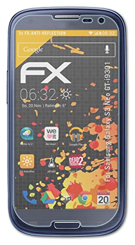atFoliX Panzerfolie kompatibel mit Samsung Galaxy S3 Neo GT-i9301 Schutzfolie, entspiegelnde und stoßdämpfende FX Folie (3X) von atFoliX