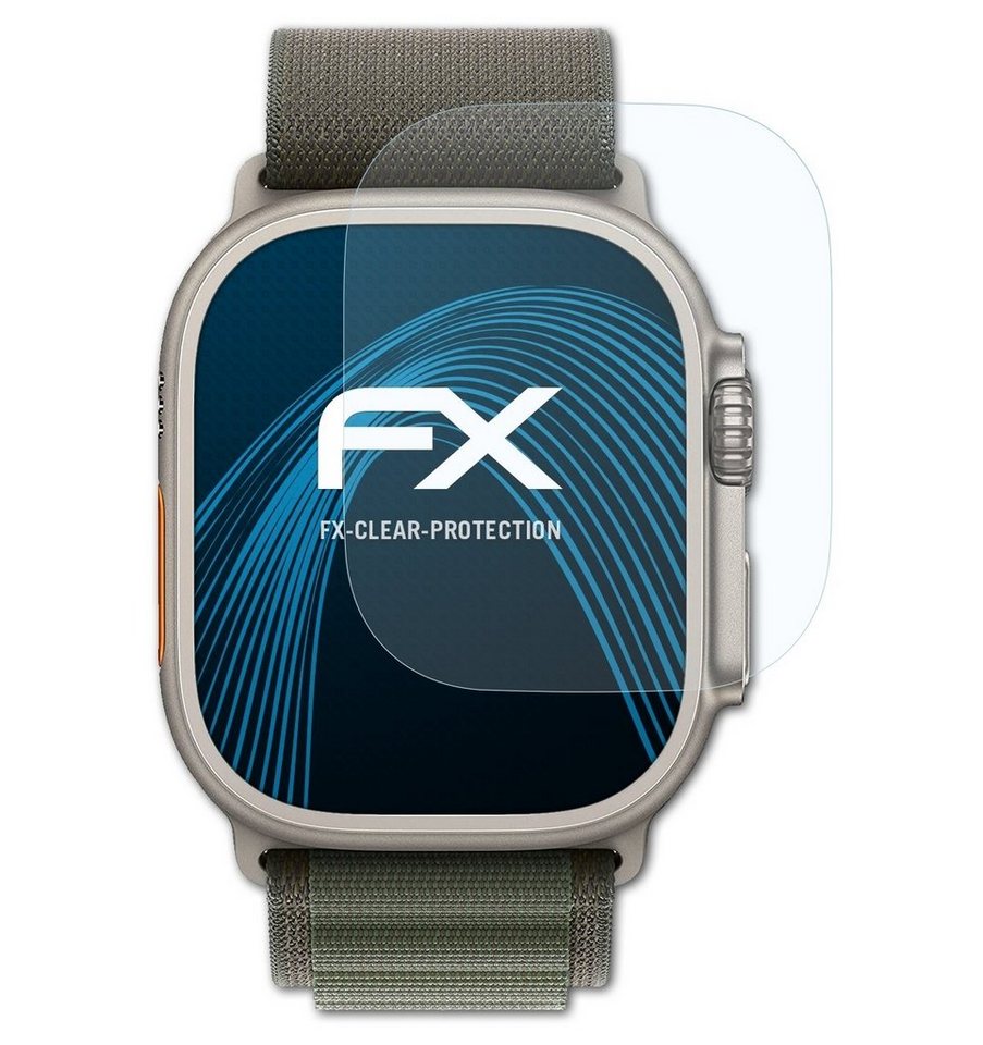 atFoliX Schutzfolie Displayschutz für Apple Watch Ultra, (3 Folien), Ultraklar und hartbeschichtet von atFoliX