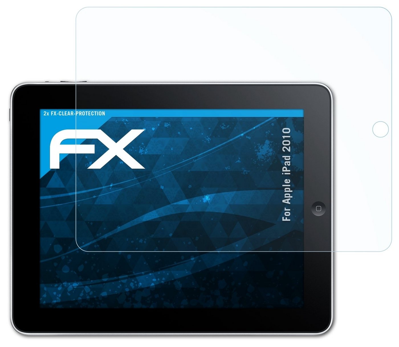 atFoliX Schutzfolie Displayschutz für Apple iPad 2010, (2 Folien), Ultraklar und hartbeschichtet von atFoliX