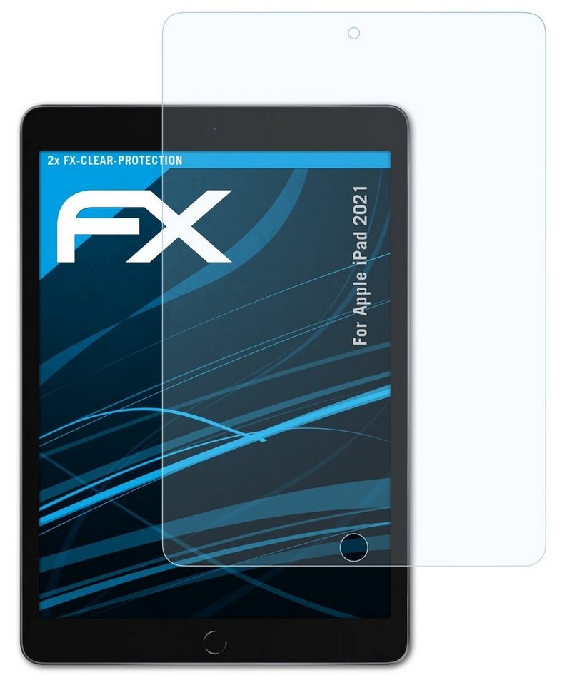 atFoliX Schutzfolie Displayschutz für Apple iPad 2021, (2 Folien), Ultraklar und hartbeschichtet von atFoliX