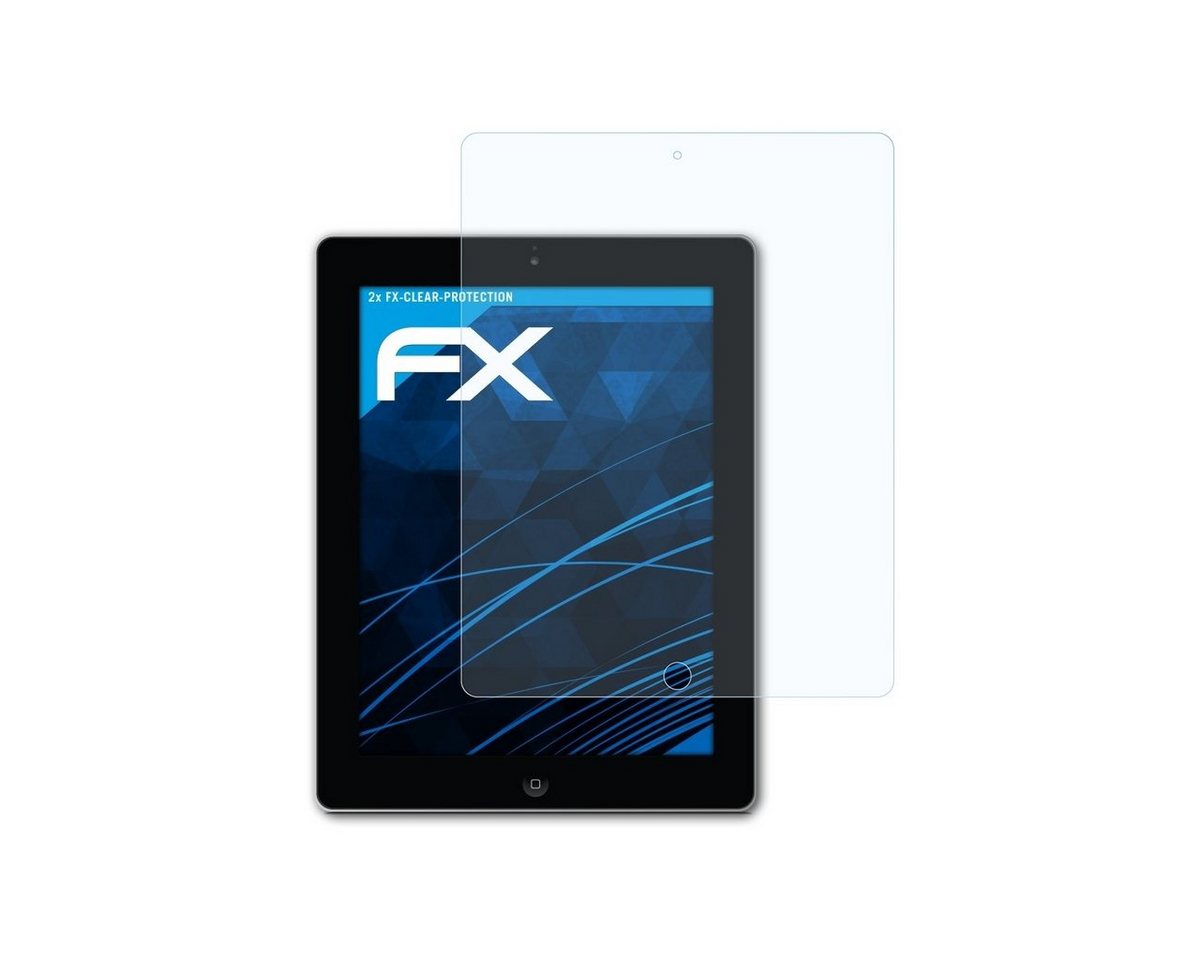 atFoliX Schutzfolie Displayschutz für Apple iPad 4 / iPad 3 / iPad 2, (2 Folien), Ultraklar und hartbeschichtet von atFoliX