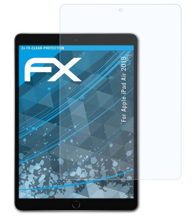 atFoliX Schutzfolie Displayschutz für Apple iPad Air 2019, (2 Folien), Ultraklar und hartbeschichtet von atFoliX