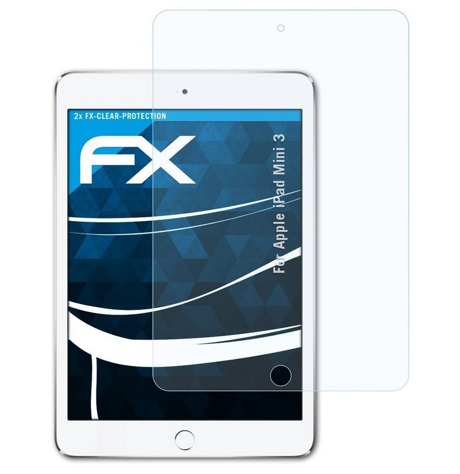 atFoliX Schutzfolie Displayschutz für Apple iPad Mini 3, (2 Folien), Ultraklar und hartbeschichtet von atFoliX