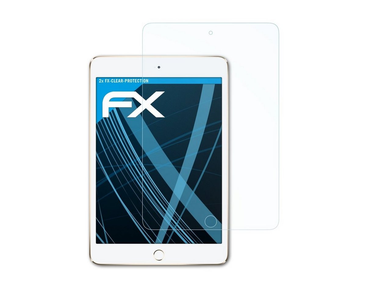 atFoliX Schutzfolie Displayschutz für Apple iPad Mini 4, (2 Folien), Ultraklar und hartbeschichtet von atFoliX