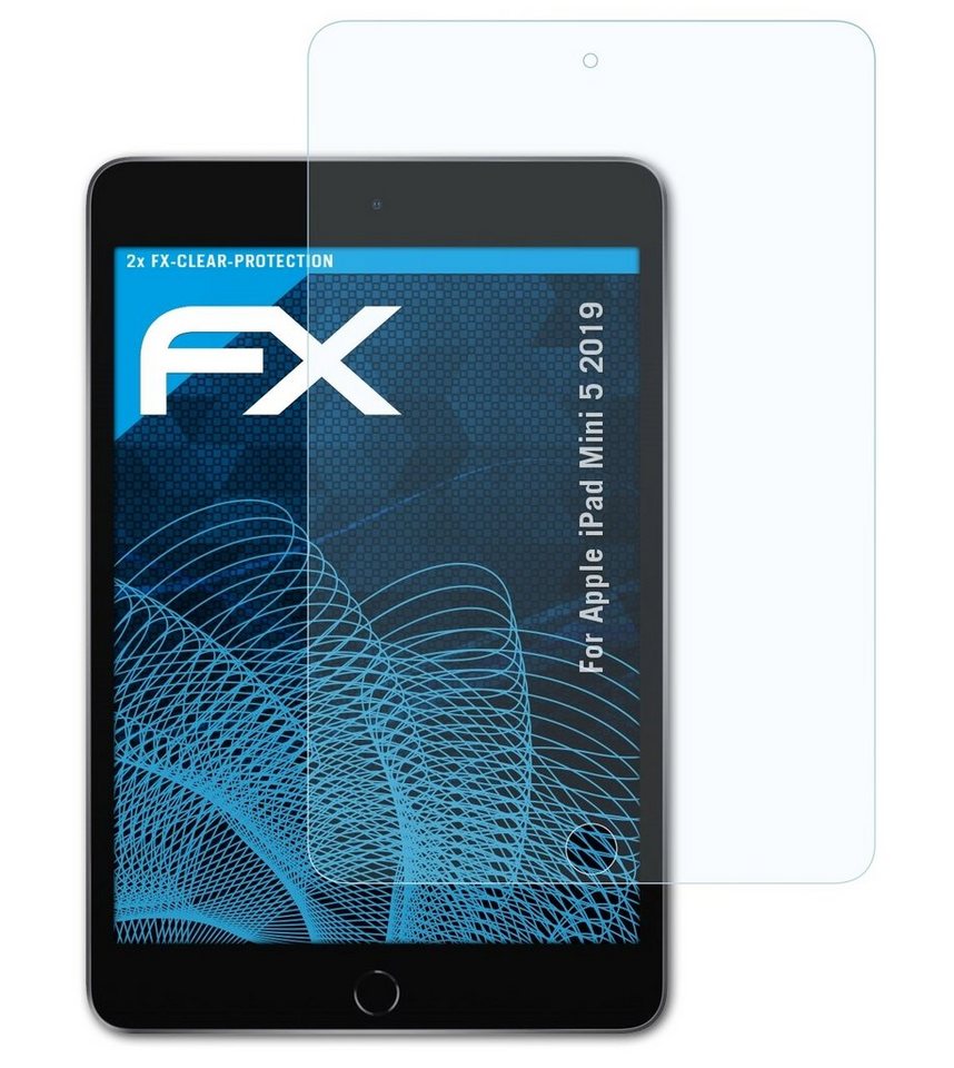 atFoliX Schutzfolie Displayschutz für Apple iPad Mini 5 2019, (2 Folien), Ultraklar und hartbeschichtet von atFoliX