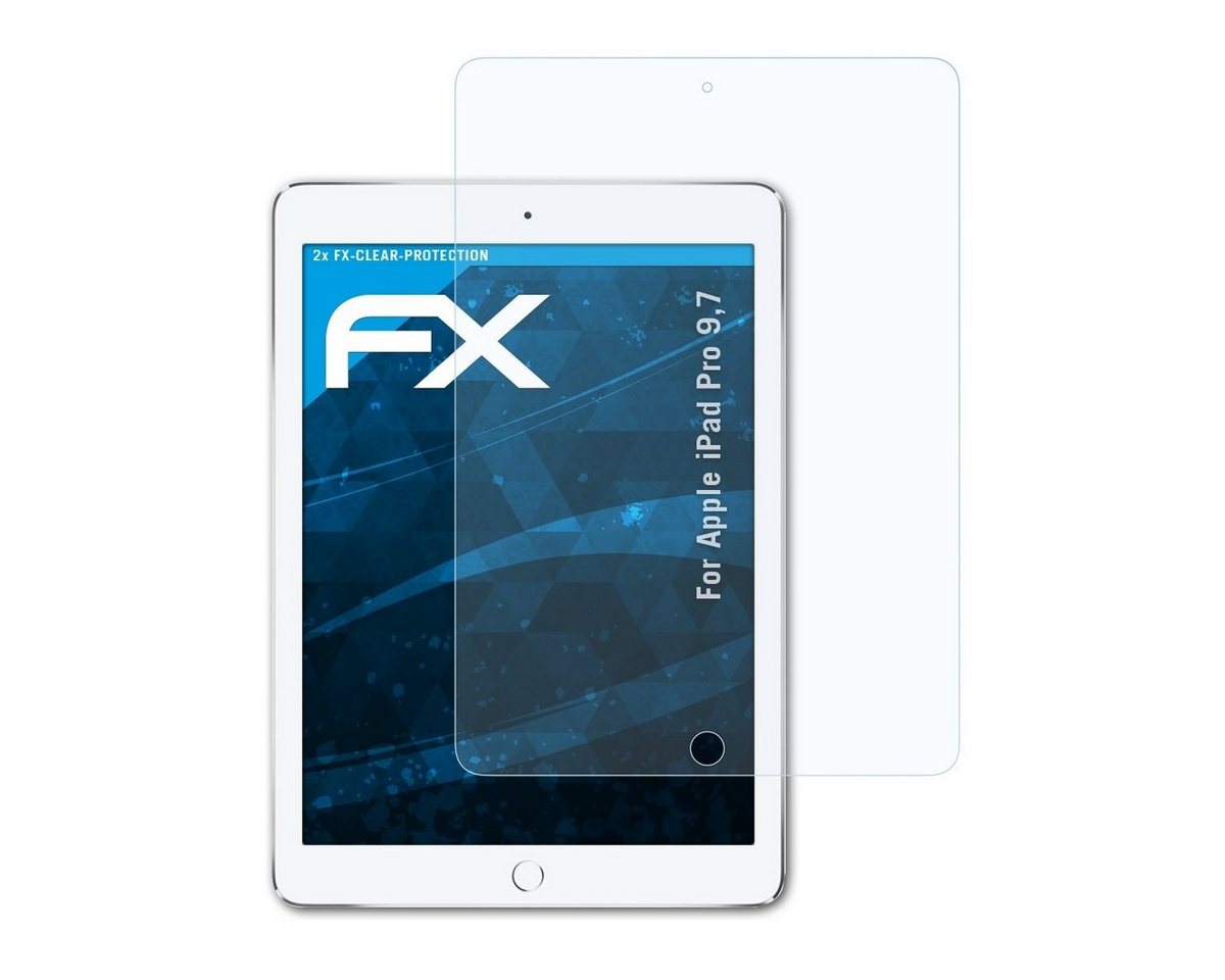 atFoliX Schutzfolie Displayschutz für Apple iPad Pro 9,7, (2 Folien), Ultraklar und hartbeschichtet von atFoliX