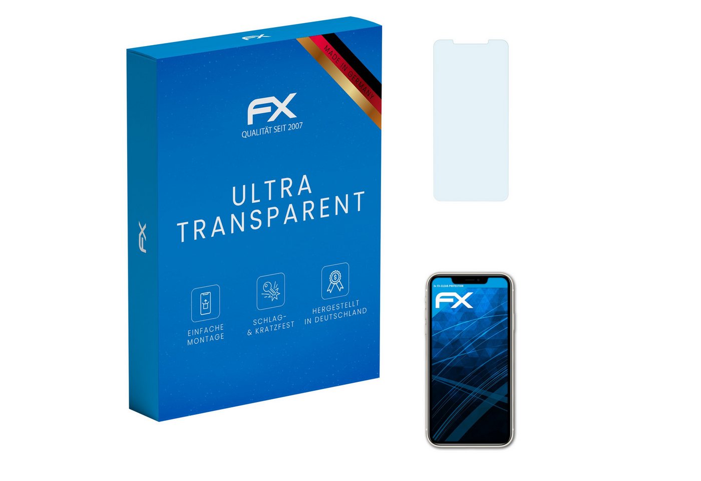 atFoliX Schutzfolie Displayschutz für Apple iPhone 11, (3 Folien), Ultraklar und hartbeschichtet von atFoliX