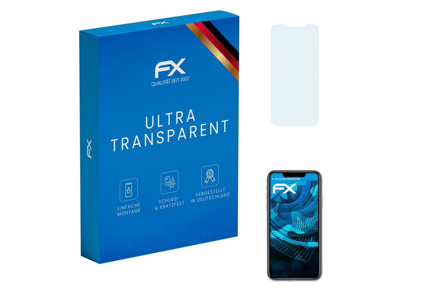 atFoliX Schutzfolie Displayschutz für Apple iPhone 11 Pro, (3 Folien), Ultraklar und hartbeschichtet von atFoliX