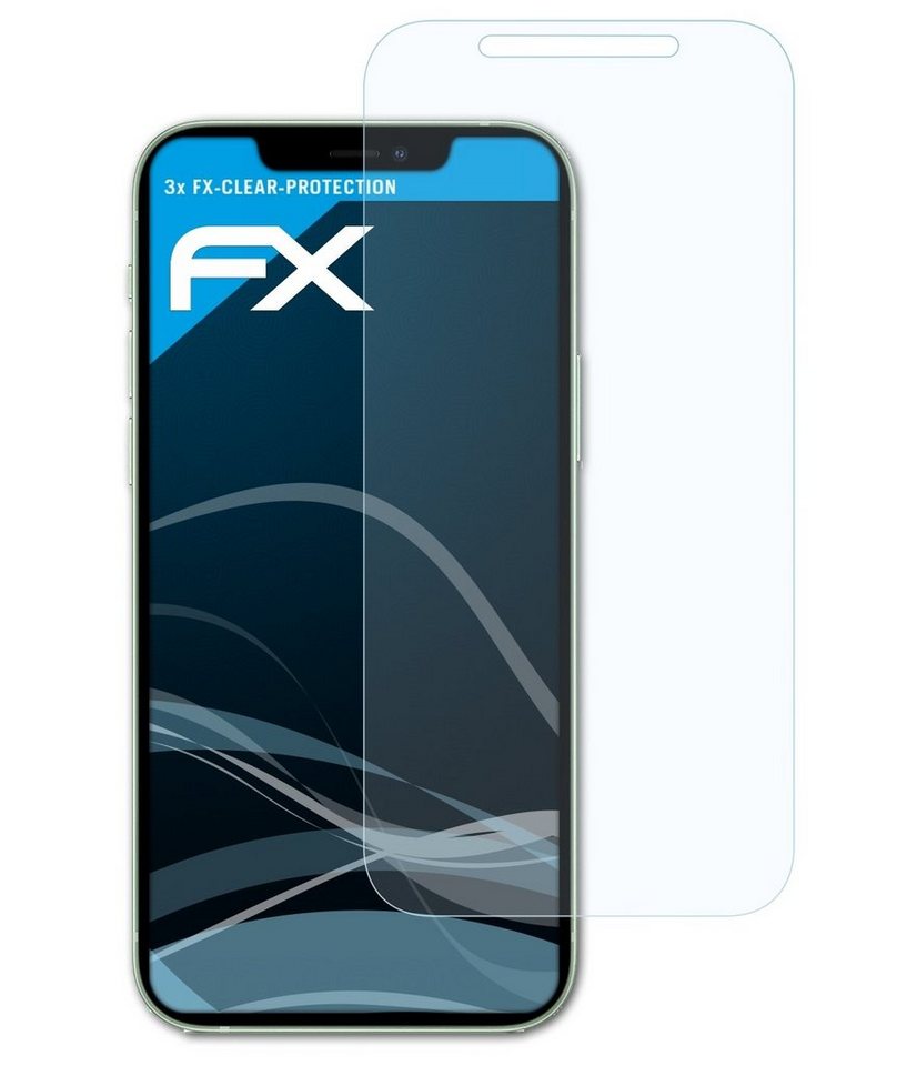 atFoliX Schutzfolie Displayschutz für Apple iPhone 12, (3 Folien), Ultraklar und hartbeschichtet von atFoliX
