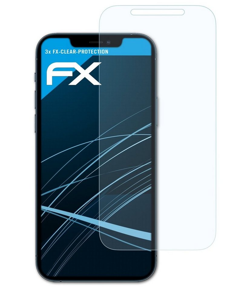 atFoliX Schutzfolie Displayschutz für Apple iPhone 12 Pro, (3 Folien), Ultraklar und hartbeschichtet von atFoliX