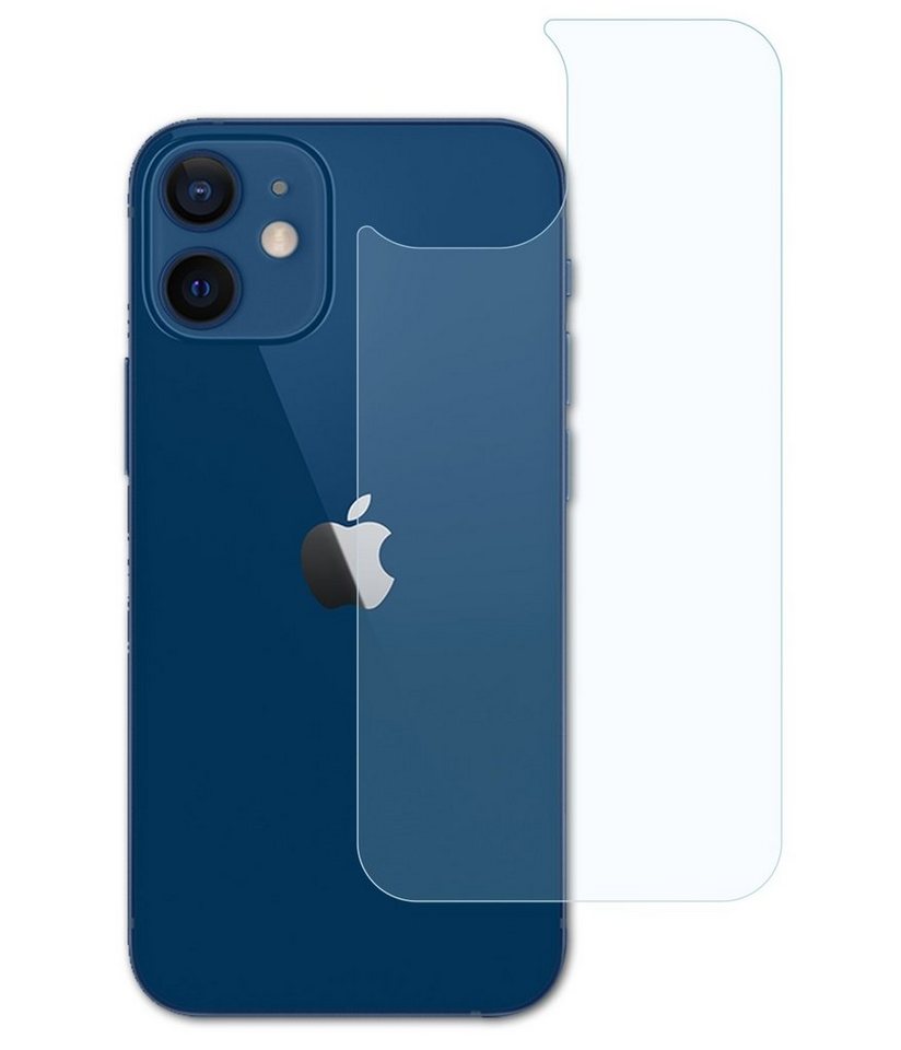 atFoliX Schutzfolie Displayschutz für Apple iPhone 12 mini Backcover, (3 Folien), Ultraklar und hartbeschichtet von atFoliX
