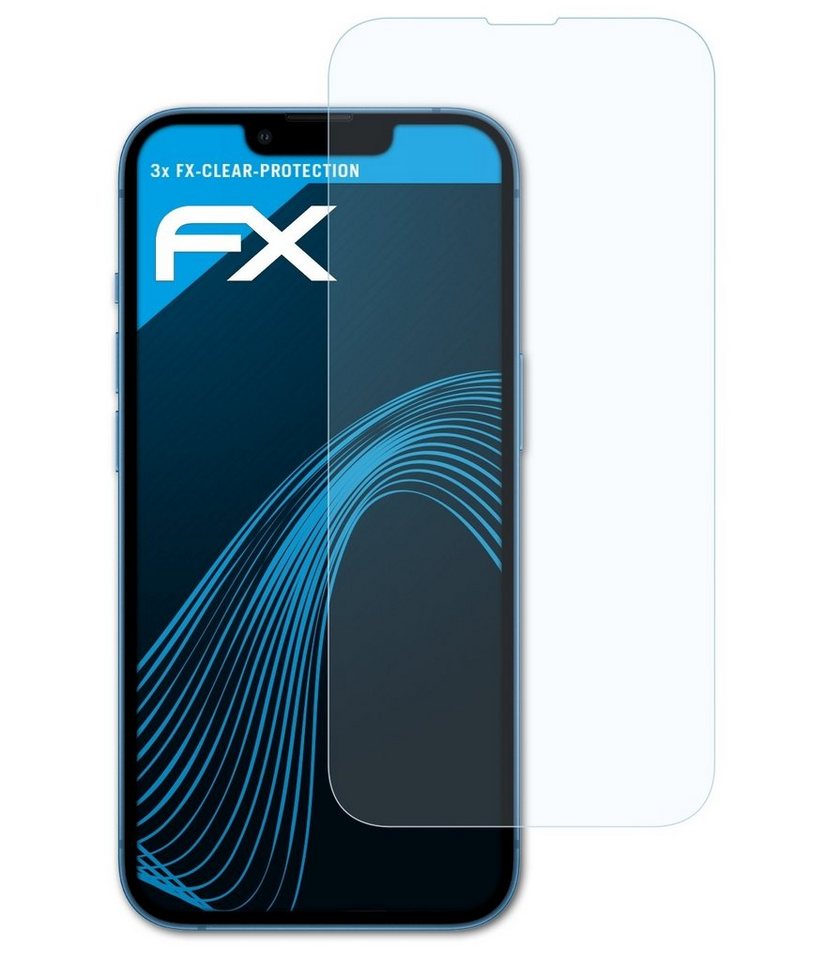 atFoliX Schutzfolie Displayschutz für Apple iPhone 13, (3 Folien), Ultraklar und hartbeschichtet von atFoliX