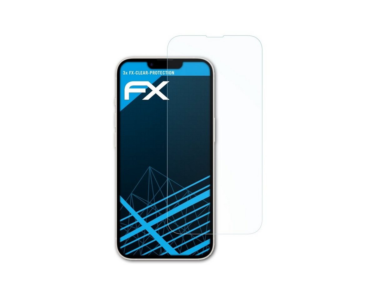 atFoliX Schutzfolie Displayschutz für Apple iPhone 14, (3 Folien), Ultraklar und hartbeschichtet von atFoliX