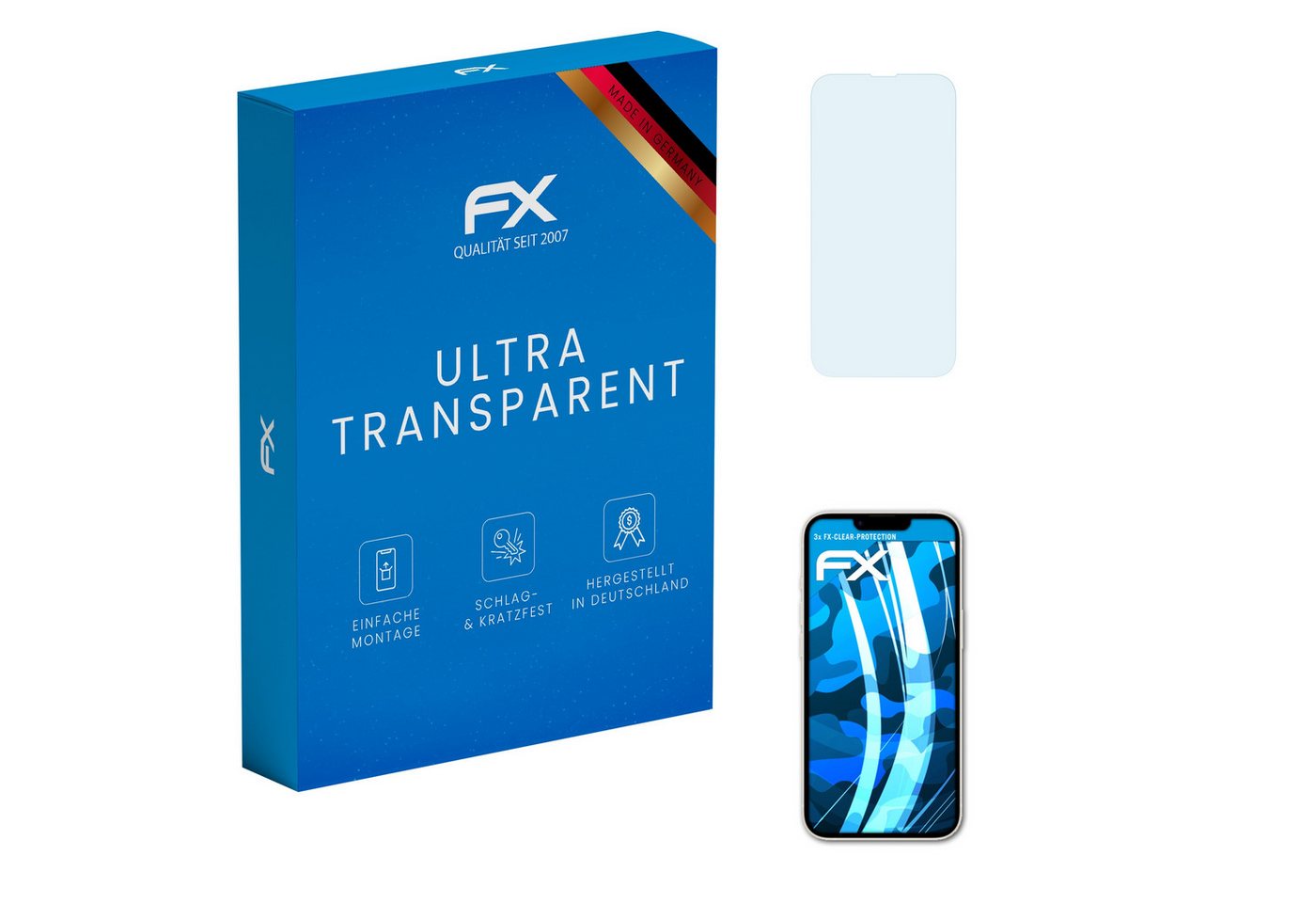 atFoliX Schutzfolie Displayschutz für Apple iPhone 14, (3 Folien), Ultraklar und hartbeschichtet von atFoliX