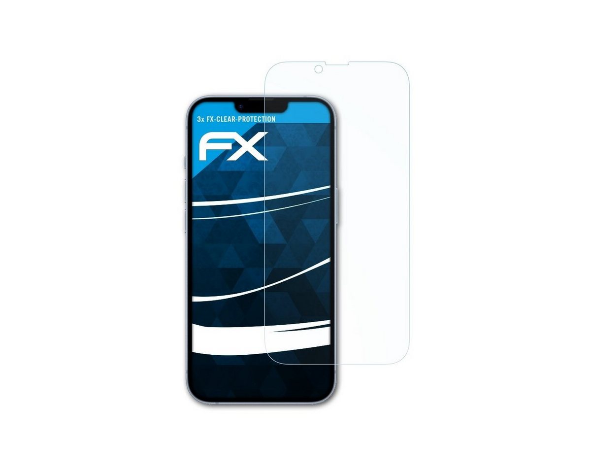atFoliX Schutzfolie Displayschutz für Apple iPhone 14 Plus, (3 Folien), Ultraklar und hartbeschichtet von atFoliX