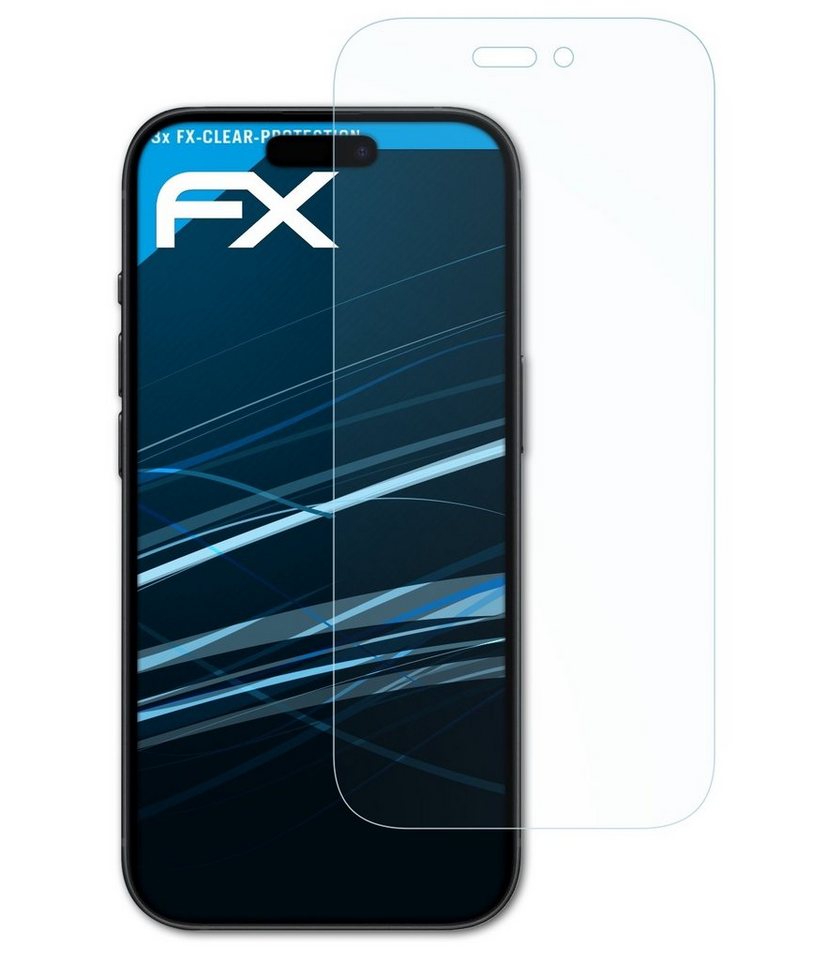 atFoliX Schutzfolie Displayschutz für Apple iPhone 15, (3 Folien), Ultraklar und hartbeschichtet von atFoliX