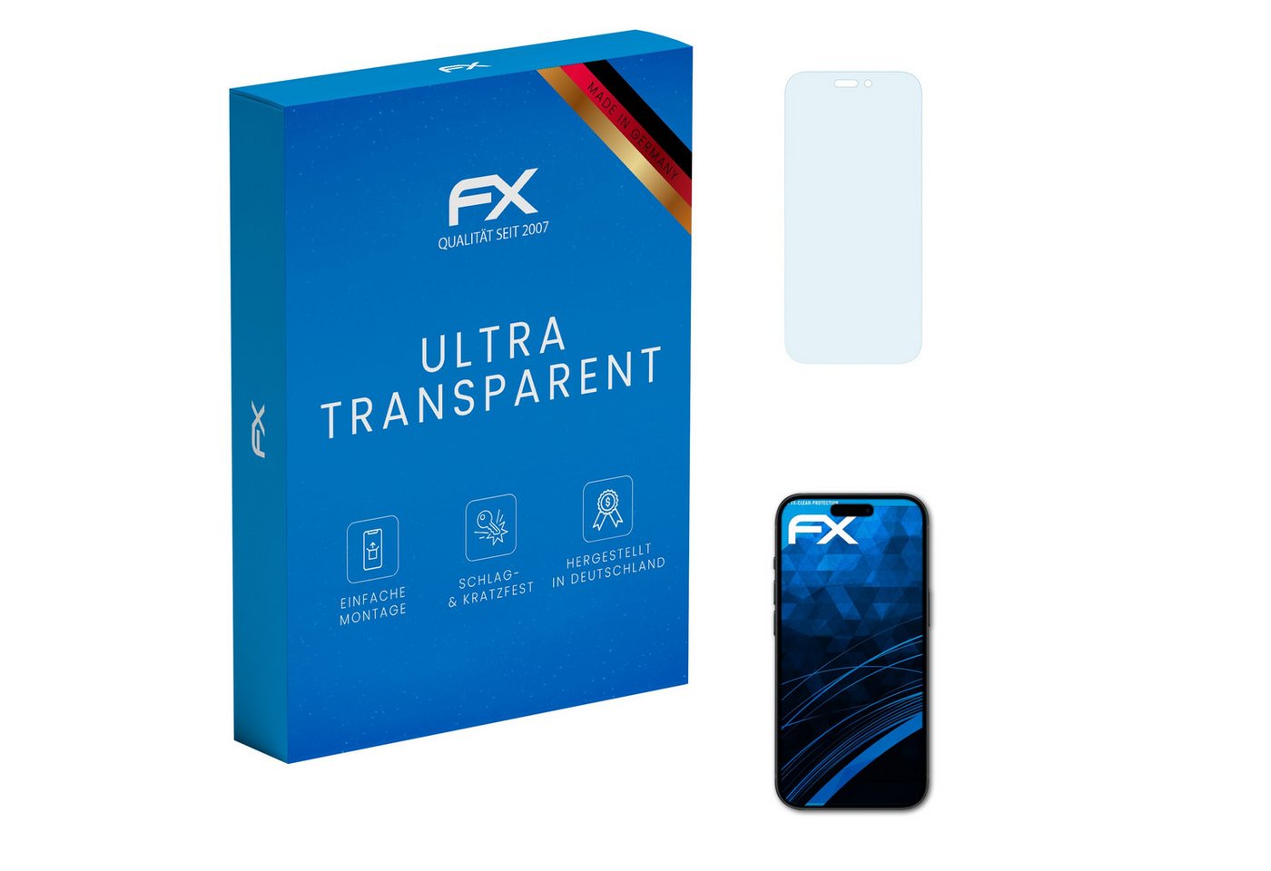 atFoliX Schutzfolie Displayschutz für Apple iPhone 15, (3 Folien), Ultraklar und hartbeschichtet von atFoliX