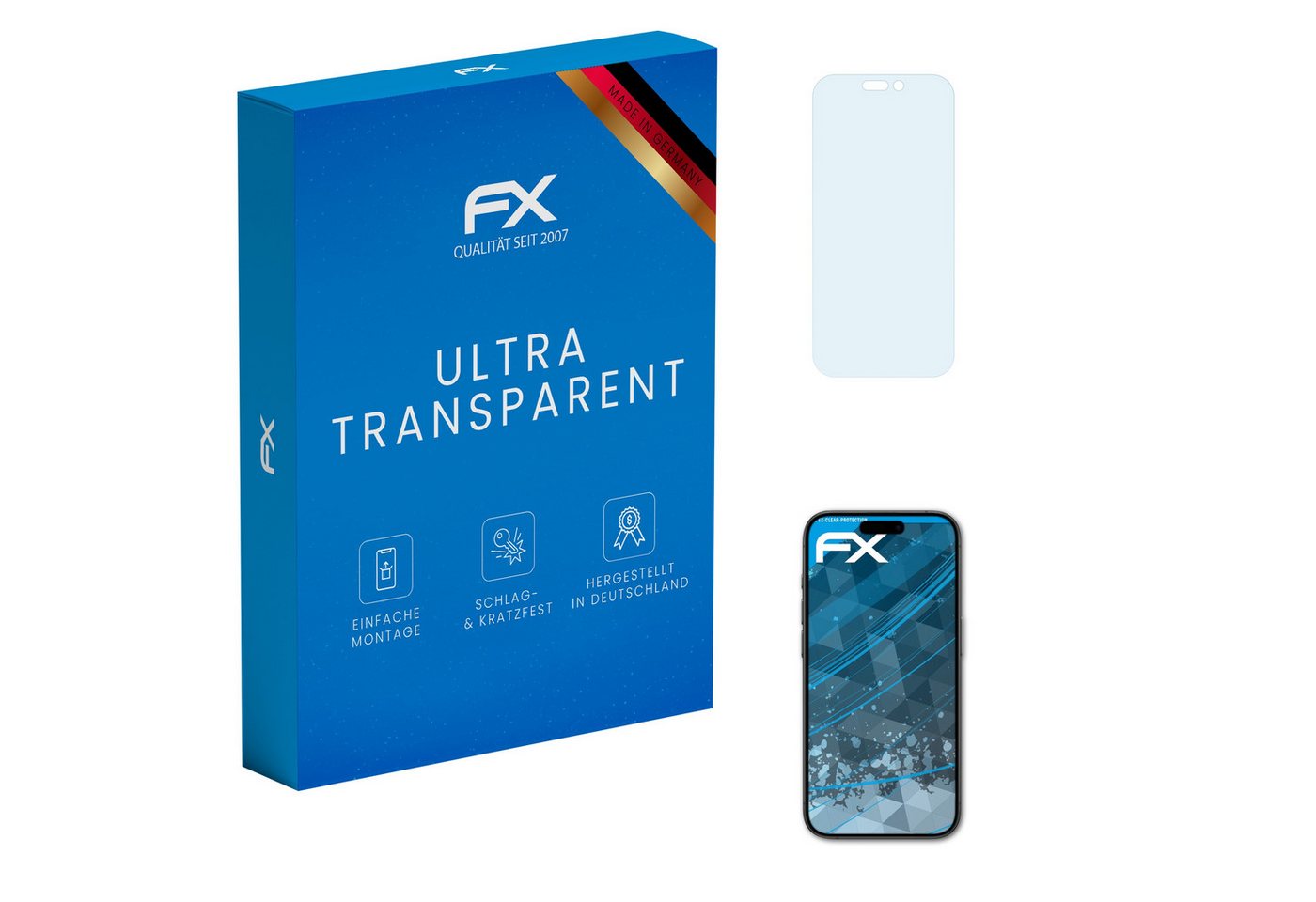 atFoliX Schutzfolie Displayschutz für Apple iPhone 15 Pro, (3 Folien), Ultraklar und hartbeschichtet von atFoliX